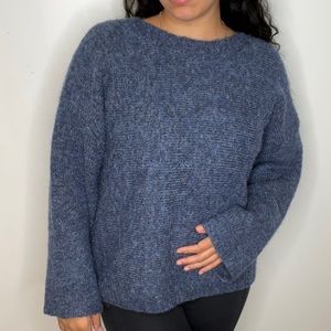 NEW FRNCH Paris open knit sweater in heather blue M / L